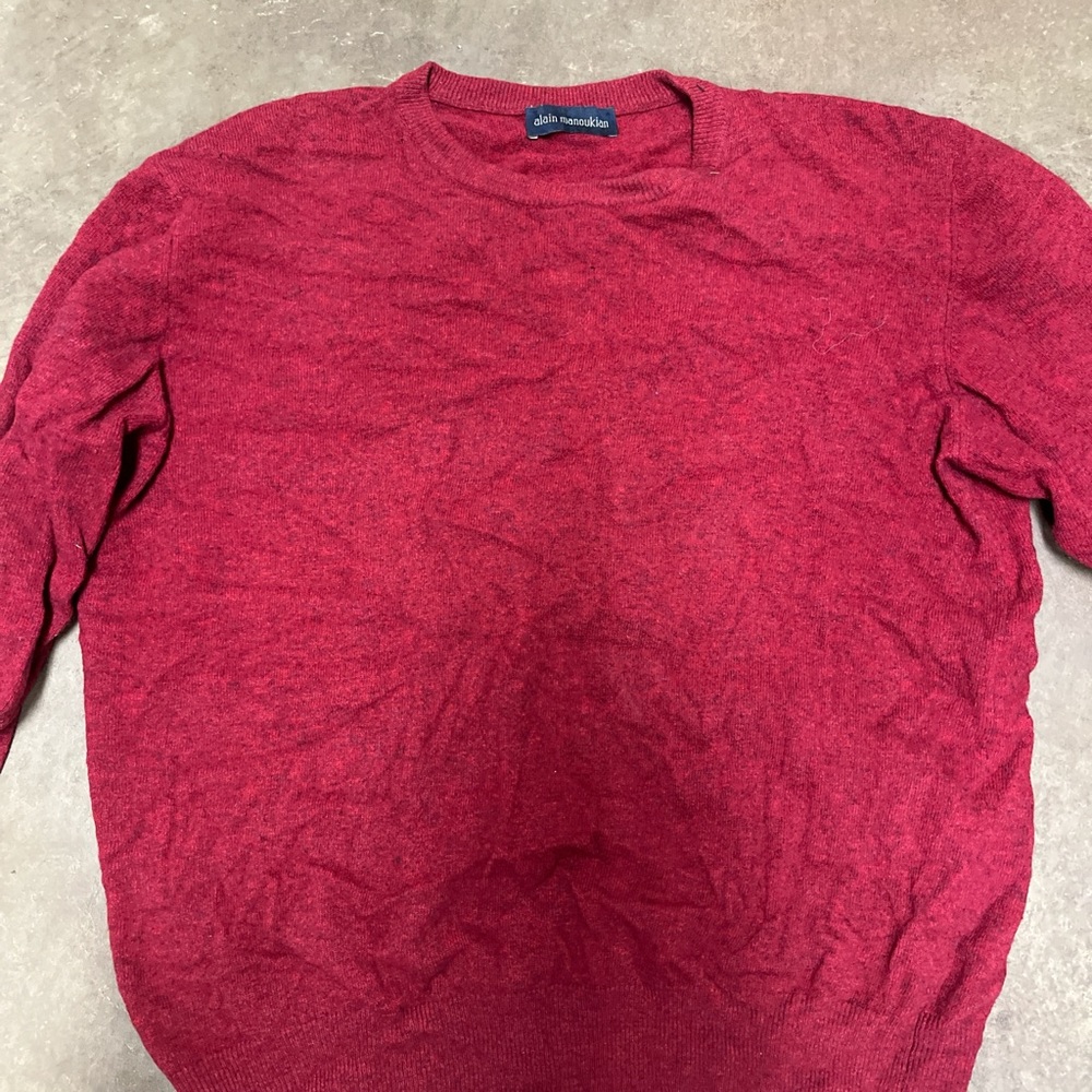 John Varvatos Red Textured Crewneck Sweater